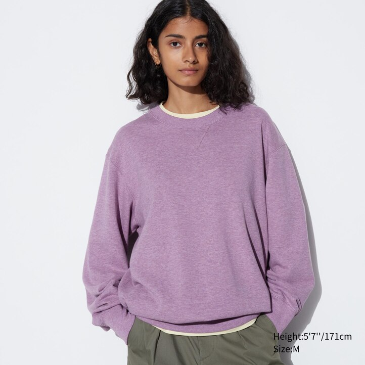 UNIQLO Cotton Crew Neck Sweatshirt Lacivert | 025-ZSPXVJ