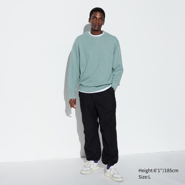 UNIQLO Cotton Crew Neck Sweatshirt Lacivert | 025-ZSPXVJ