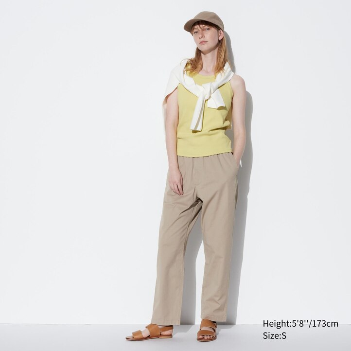 UNIQLO Cotton Relaxed Fit Ankle Length Trousers Koyu | 310-NCSIHR