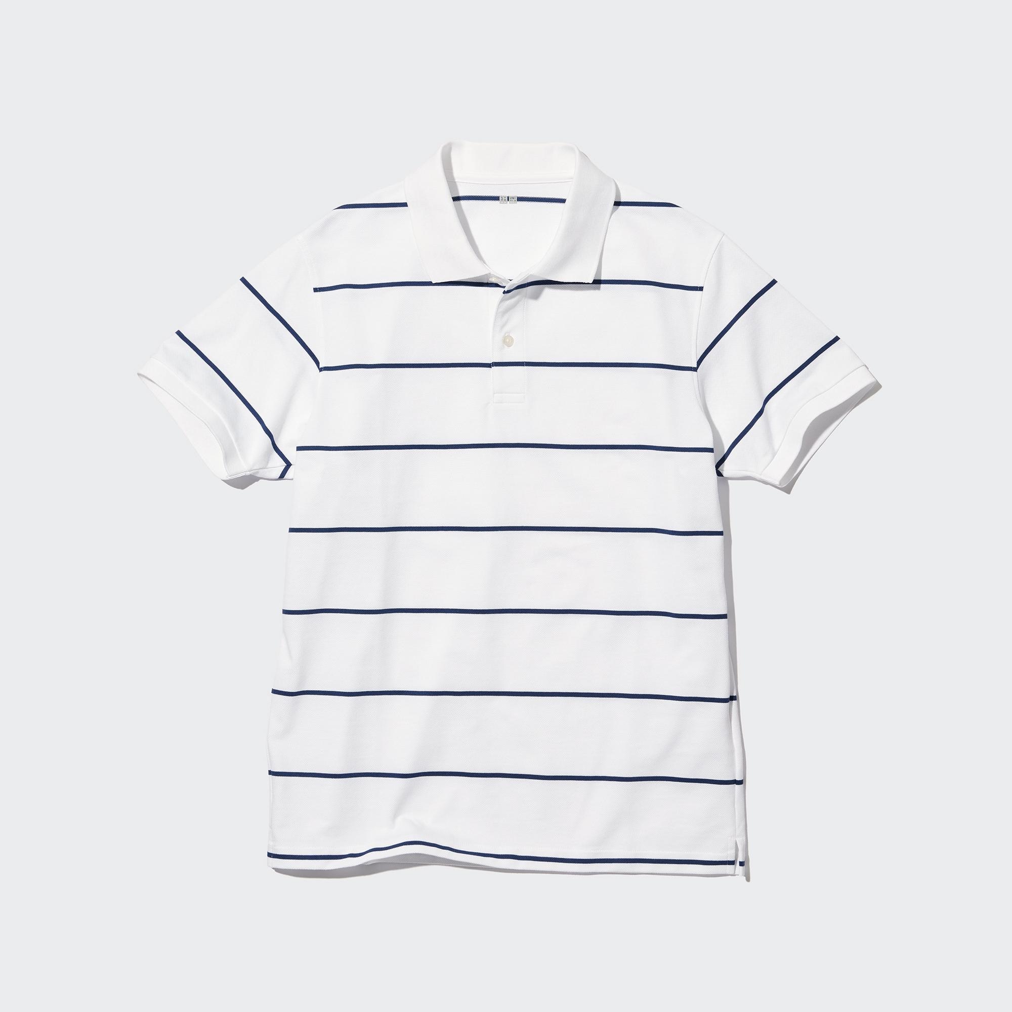 UNIQLO Dry Piqué Striped Polo Shirt Beyaz | 579-YZSBIG