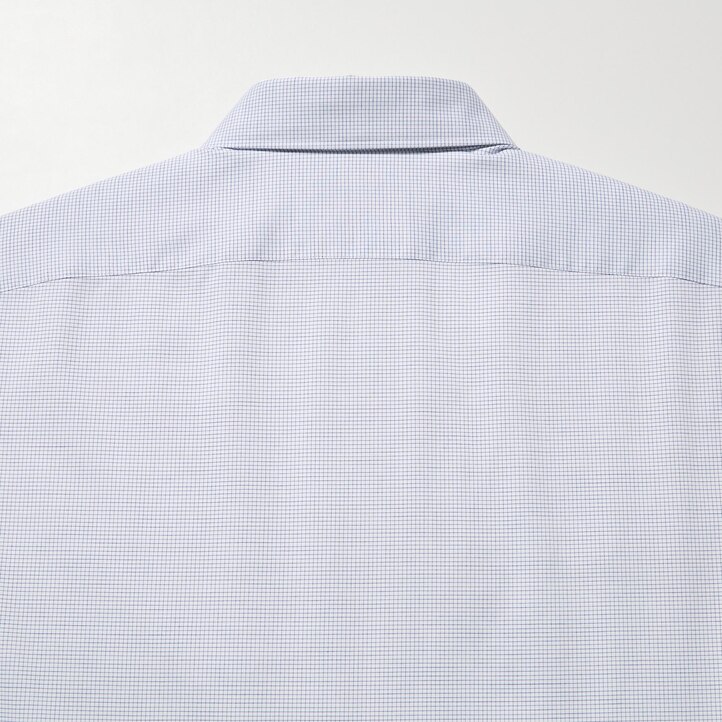 UNIQLO Easy Care Stretch Slim Fit Checked Shirt Semi Cutaway Collar Mavi | 271-GQYCIA