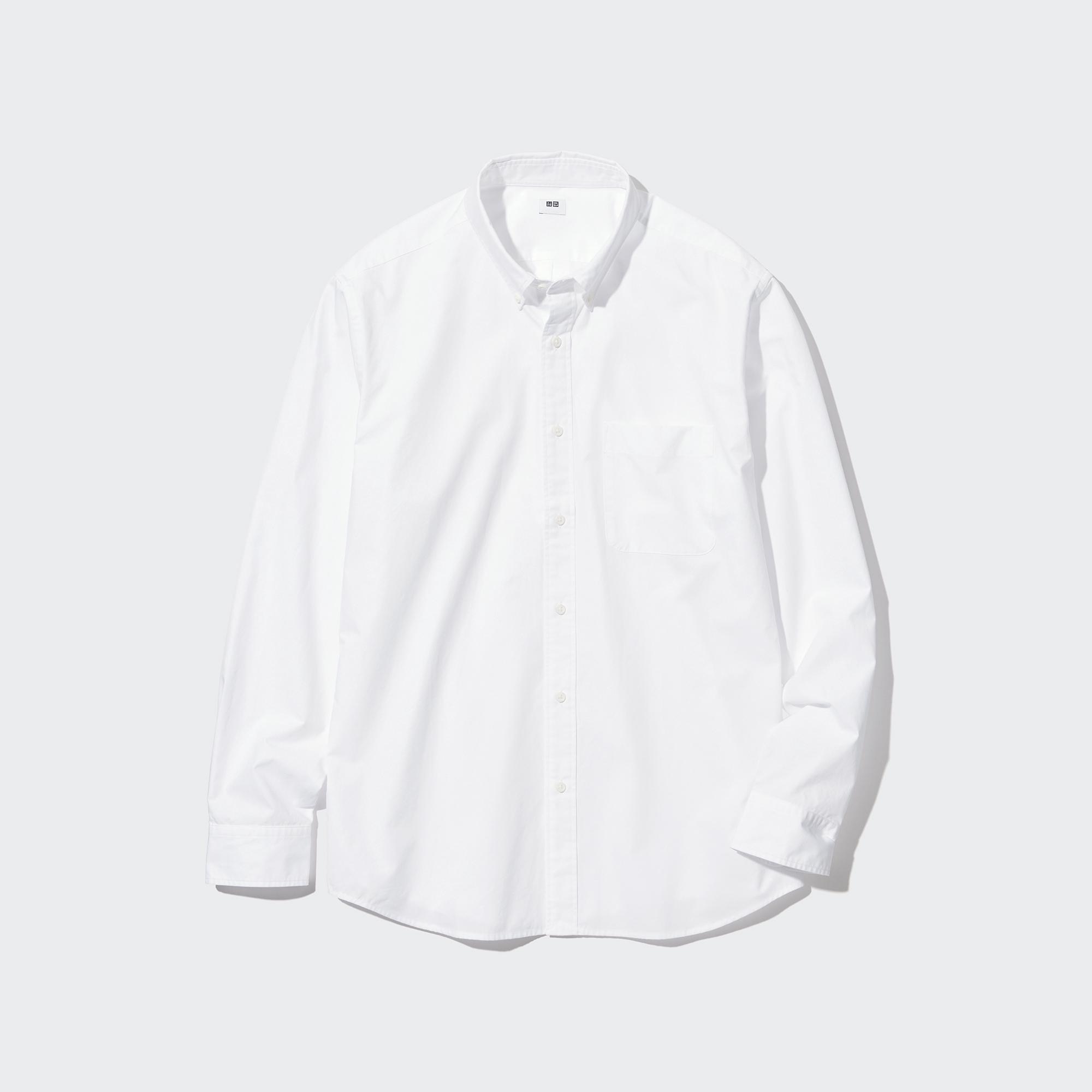 UNIQLO Extra Fine Cotton Broadcloth Long Sleeve Shirt Beyaz | 746-YWZXKR