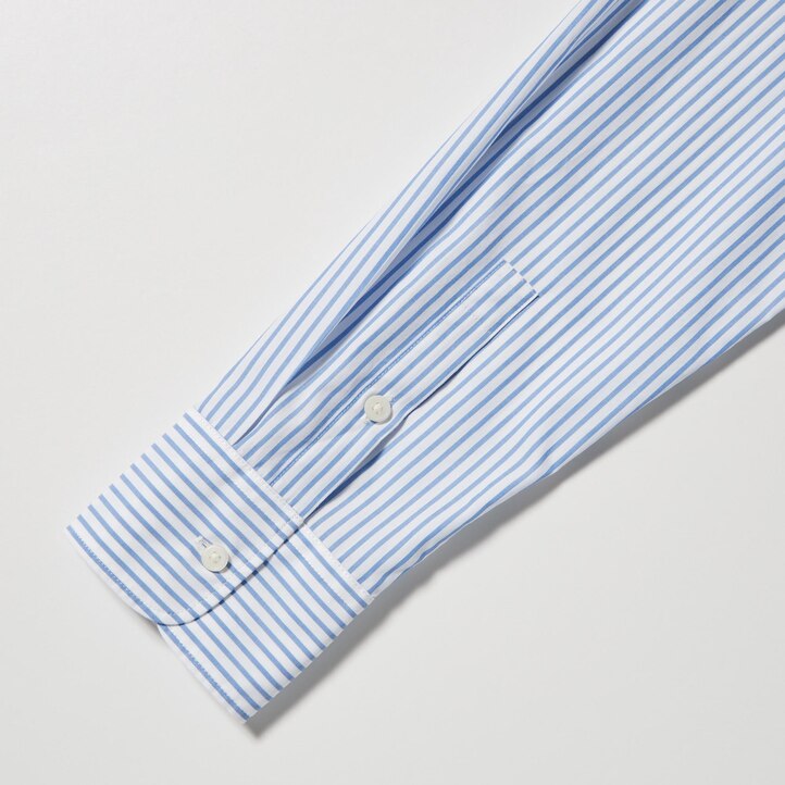 UNIQLO Extra Fine Cotton Striped Long Sleeved Shirt Yeşil | 629-ISGEQD