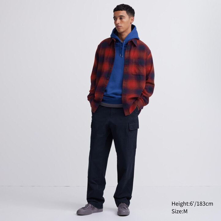 UNIQLO Flannel Checked Regular FiT-Shirt Regular Collar Siyah | 752-LQHBPT