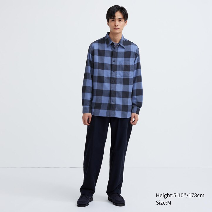 UNIQLO Flannel Checked Shirt Bej Rengi | 053-QAEOJM