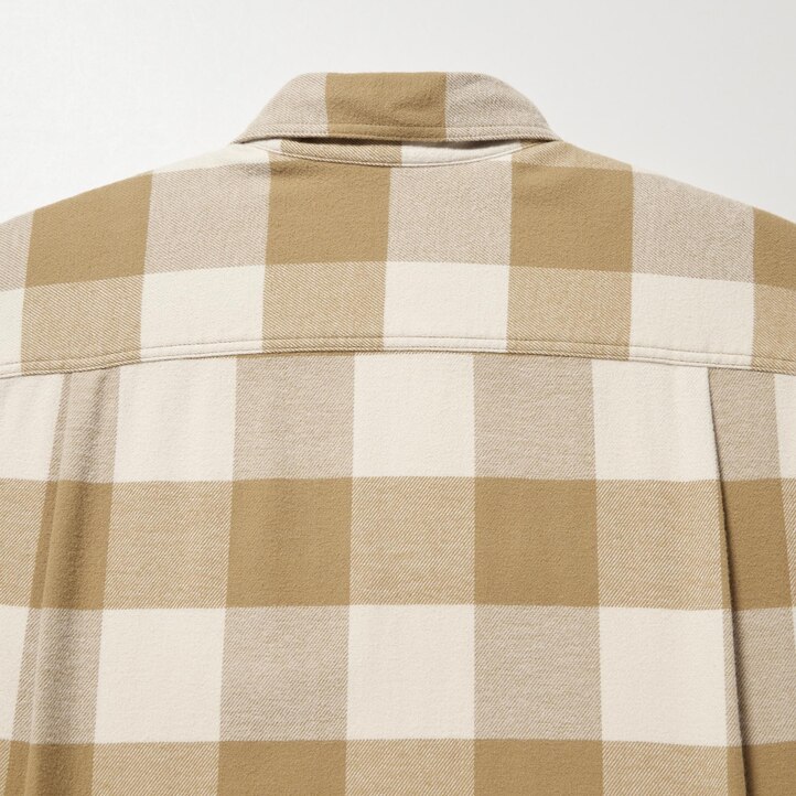 UNIQLO Flannel Checked Shirt Bej Rengi | 053-QAEOJM