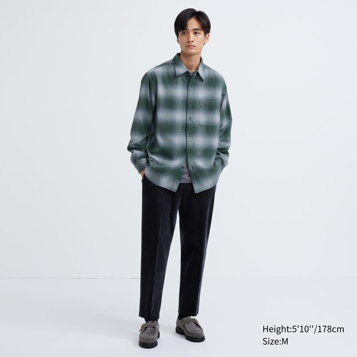 UNIQLO Flannel Checked Shirt Gray | 349-YMSAZD