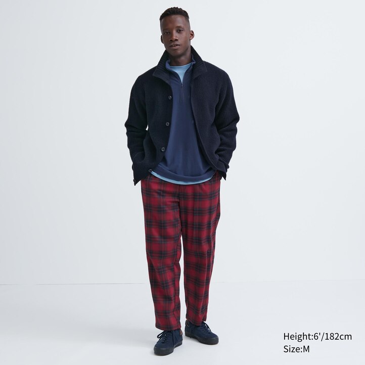 UNIQLO Flannel Easy Patterned Ankle Length Trousers Kırmızı | 402-WRHMVA