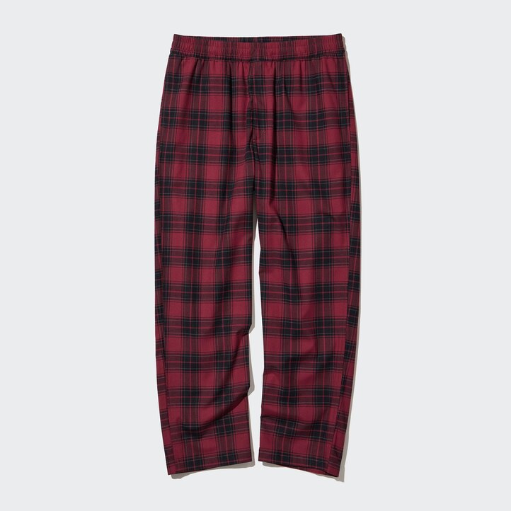 UNIQLO Flannel Easy Patterned Ankle Length Trousers Kırmızı | 402-WRHMVA