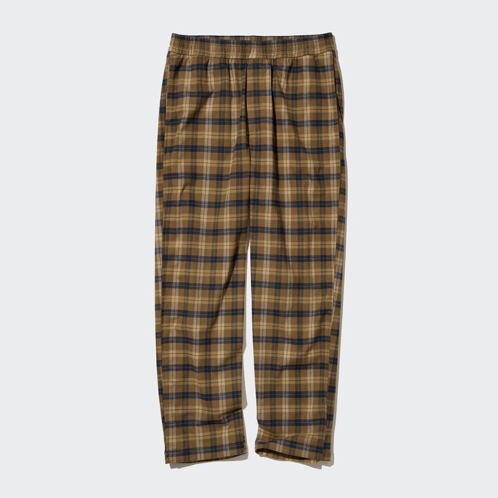 UNIQLO Flannel Easy Patterned Ankle Length Trousers Kahverengi | 019-XSNRKL