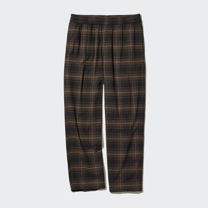 UNIQLO Flannel Easy Patterned Ankle Length Trousers Koyu Kahverengi | 608-QCPSVH