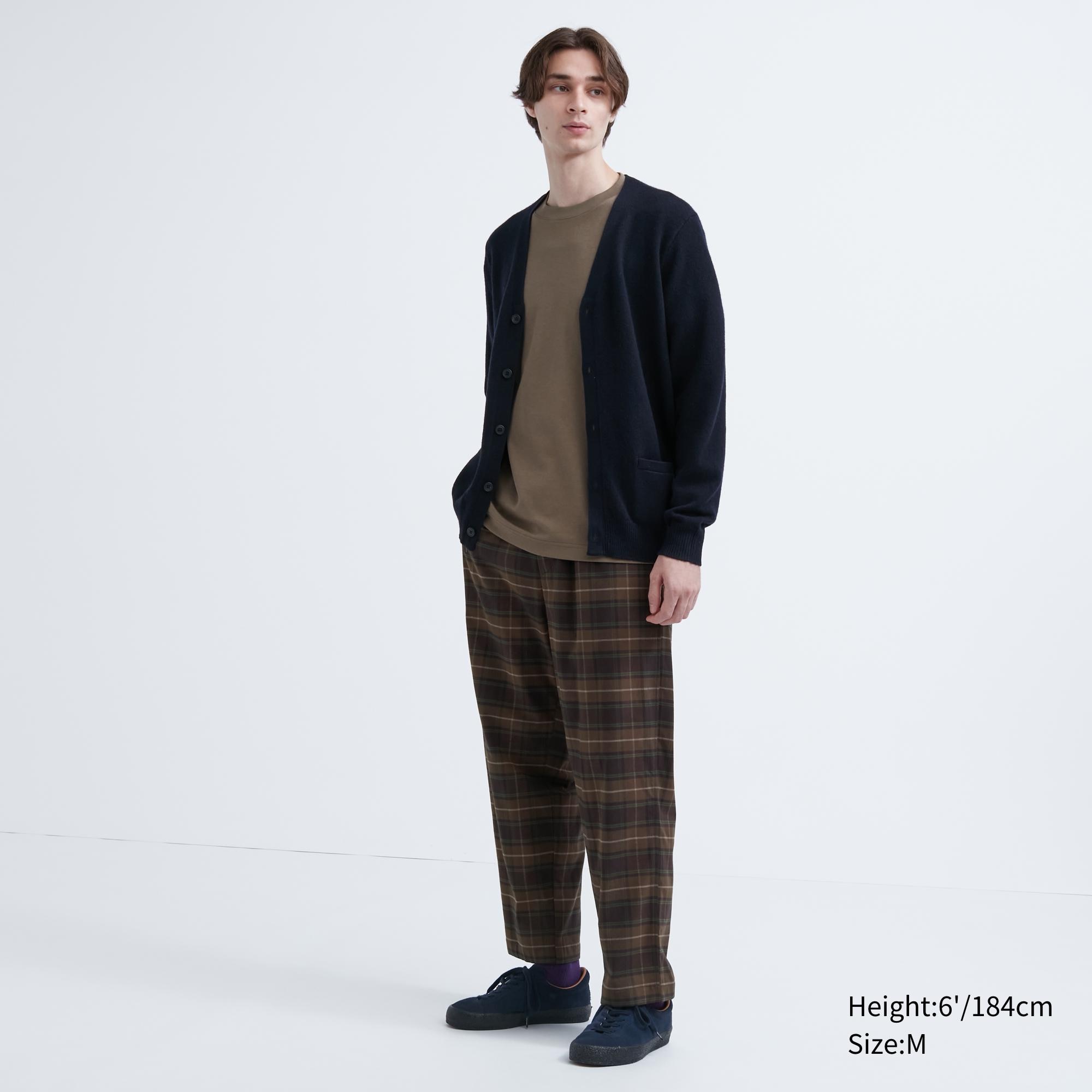 UNIQLO Flannel Easy Patterned Ankle Length Trousers Koyu Kahverengi | 608-QCPSVH