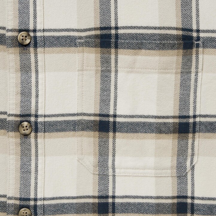 UNIQLO Flannel Regular Fit Checked Shirt Regular Collar Natural | 214-JFOCPI