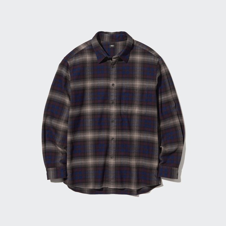 UNIQLO Flannel Regular Fit Checked Shirt Regular Collar Wine | 389-GEBHKA