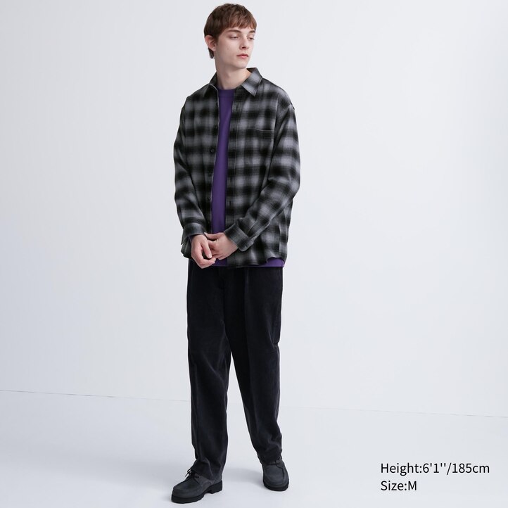 UNIQLO Flannel Regular Fit Checked Shirt Regular Collar Gray | 245-BJPZAH