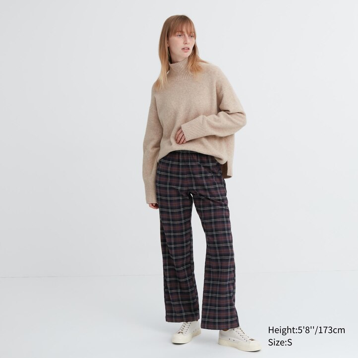 UNIQLO Flannel Trousers Koyu Kahverengi | 692-PLYFNQ