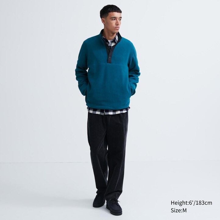 UNIQLO Fleece Button Up Pullover Beyaz | 932-MPLIJF