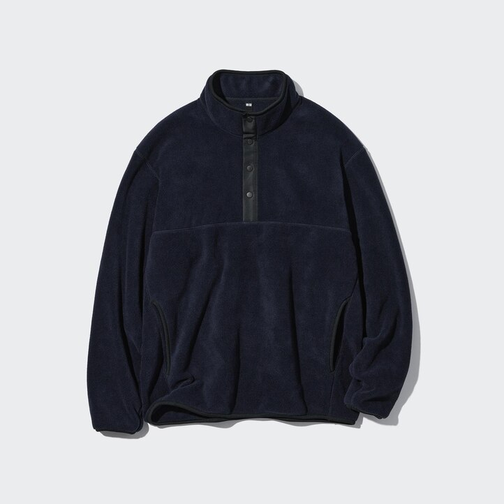 UNIQLO Fleece Button Up Pullover Beyaz | 932-MPLIJF