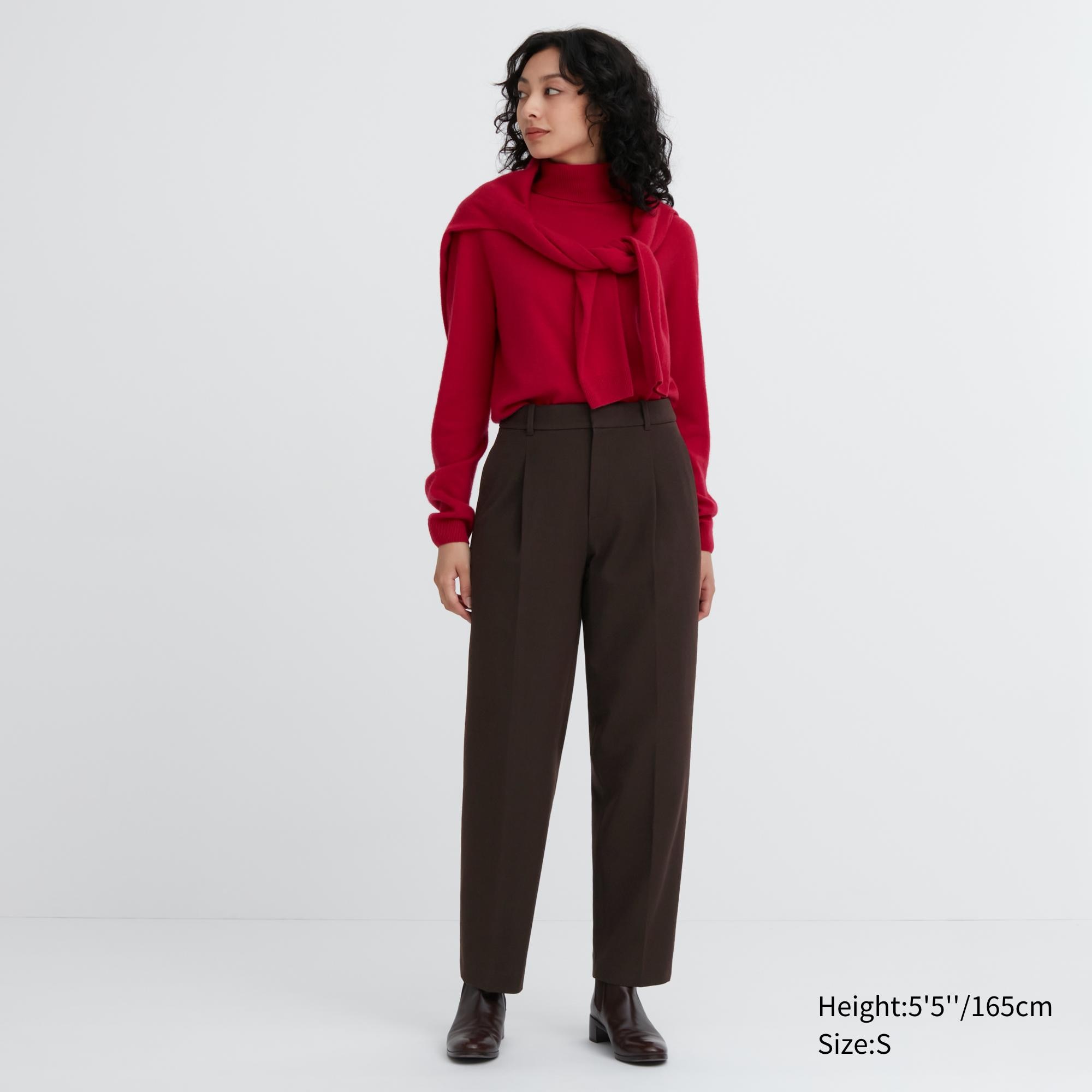 UNIQLO Heattech Pleated Trousers Koyu Kahverengi | 308-ANSOYZ