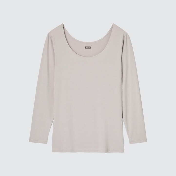 UNIQLO Heattech Scoop Neck Long Sleeved Thermal Top Wine | 752-QIYXAN