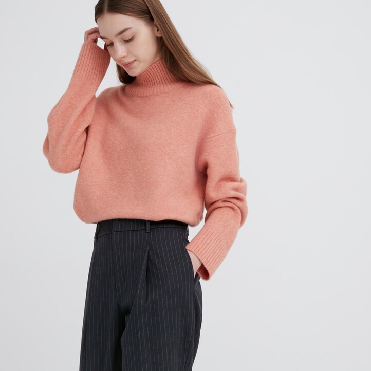 UNIQLO Heattech Striped Pleated Trousers Long Lacivert | 032-OUAFWM