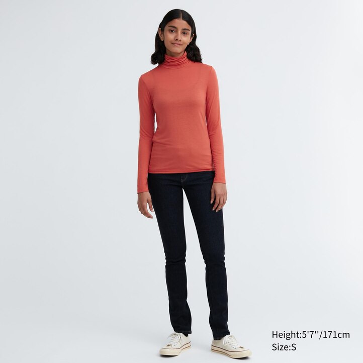 UNIQLO Heattech Ultra Light Turtleneck Long Sleeved Thermal Top Turuncu | 790-ELWVAP