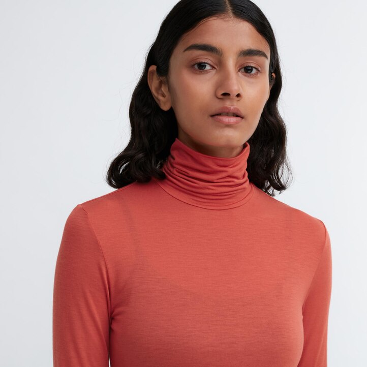 UNIQLO Heattech Ultra Light Turtleneck Long Sleeved Thermal Top Turuncu | 790-ELWVAP