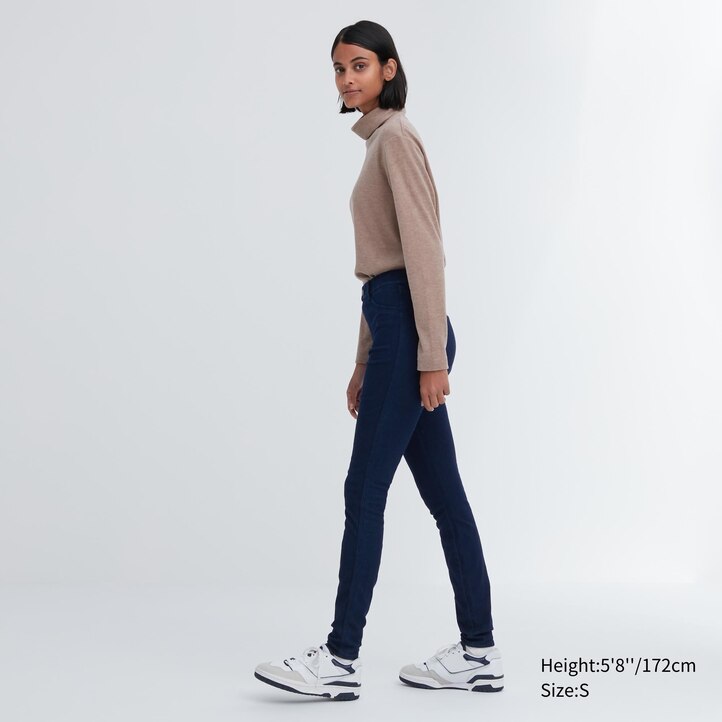 UNIQLO Heattech Ultra Stretch Denim High Rise Leggings Trousers Long Mavi | 637-ECNFPX