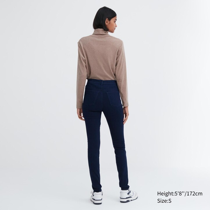 UNIQLO Heattech Ultra Stretch Denim High Rise Leggings Trousers Long Mavi | 637-ECNFPX