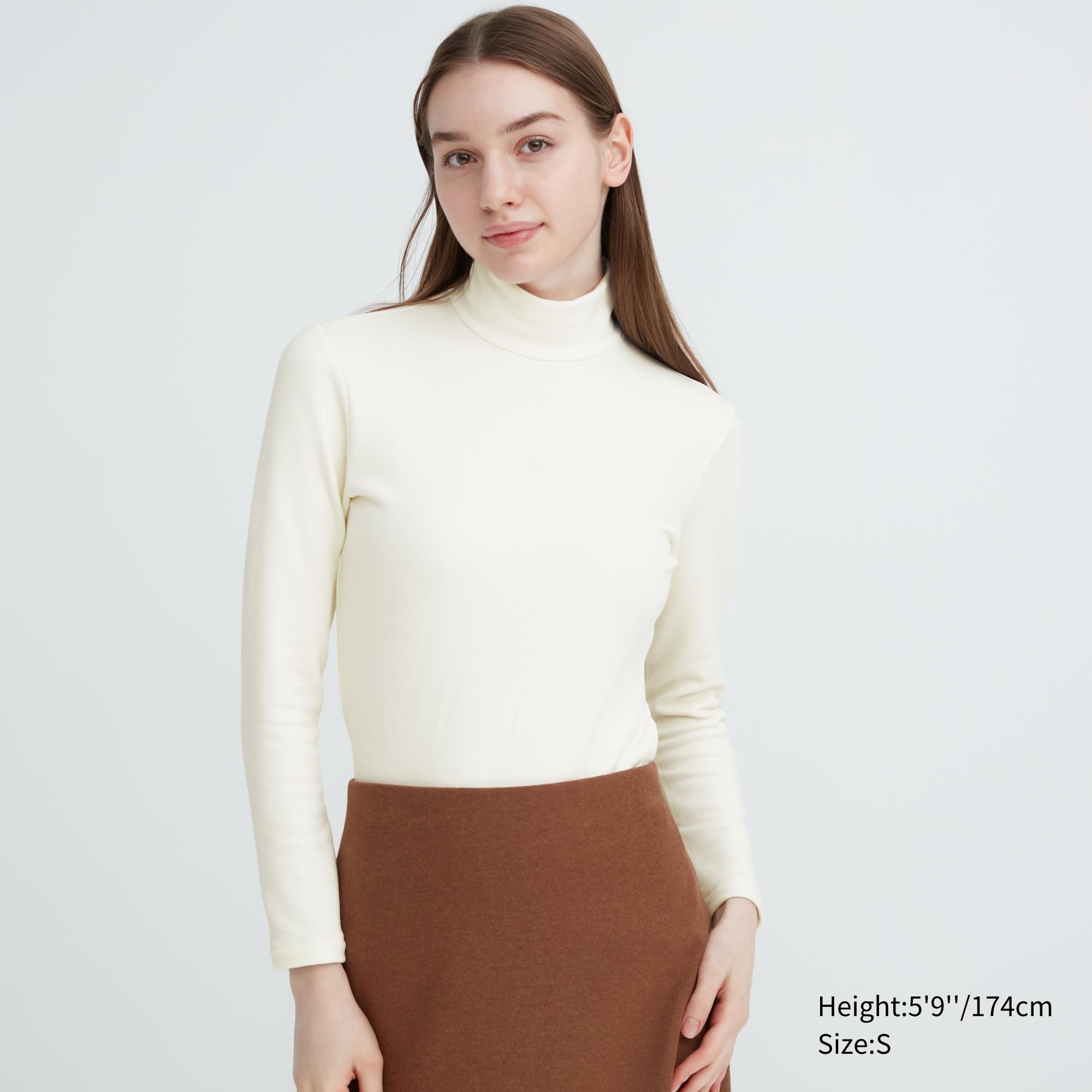 UNIQLO Heattech Ultra Warm High Neck Long Sleeved Thermal Top Beyaz | 534-WKGCXF