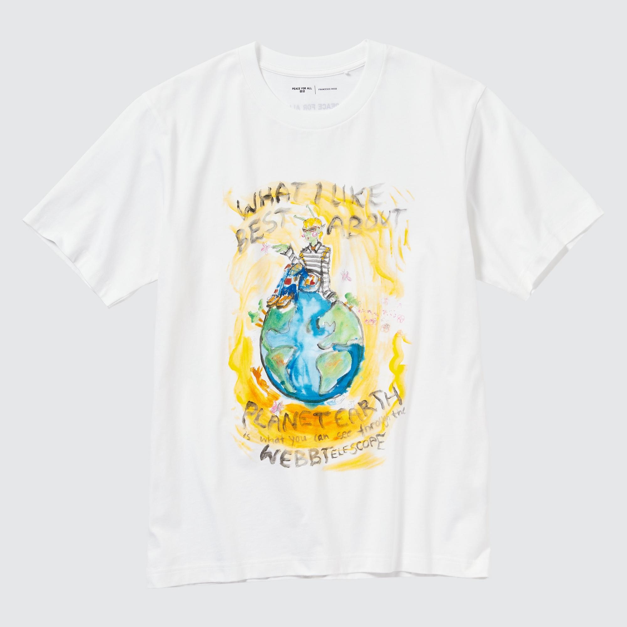 UNIQLO Peace For All Graphic T-Shirt Francesco Risso Beyaz | 107-RVYHPS