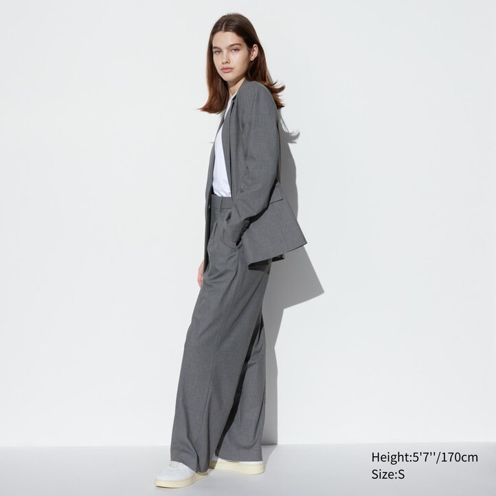 UNIQLO Pleated Wide Leg Trousers Beyaz | 591-LNFVYW