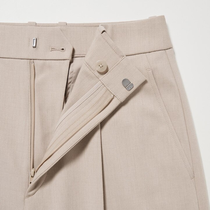 UNIQLO Pleated Wide Leg Trousers Beyaz | 591-LNFVYW