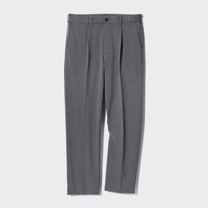 UNIQLO Pleated Wide Leg Trousers Gray | 397-HZUBSQ