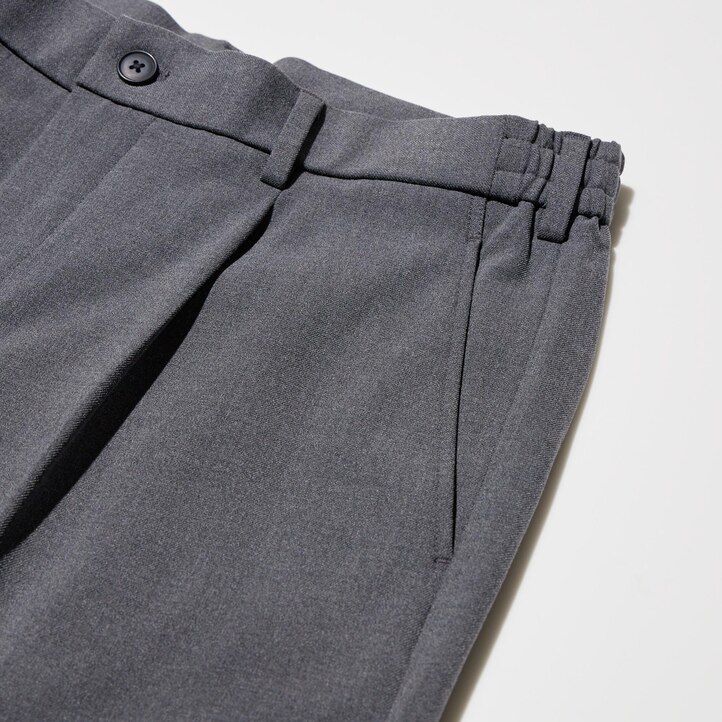 UNIQLO Pleated Wide Leg Trousers Gray | 397-HZUBSQ