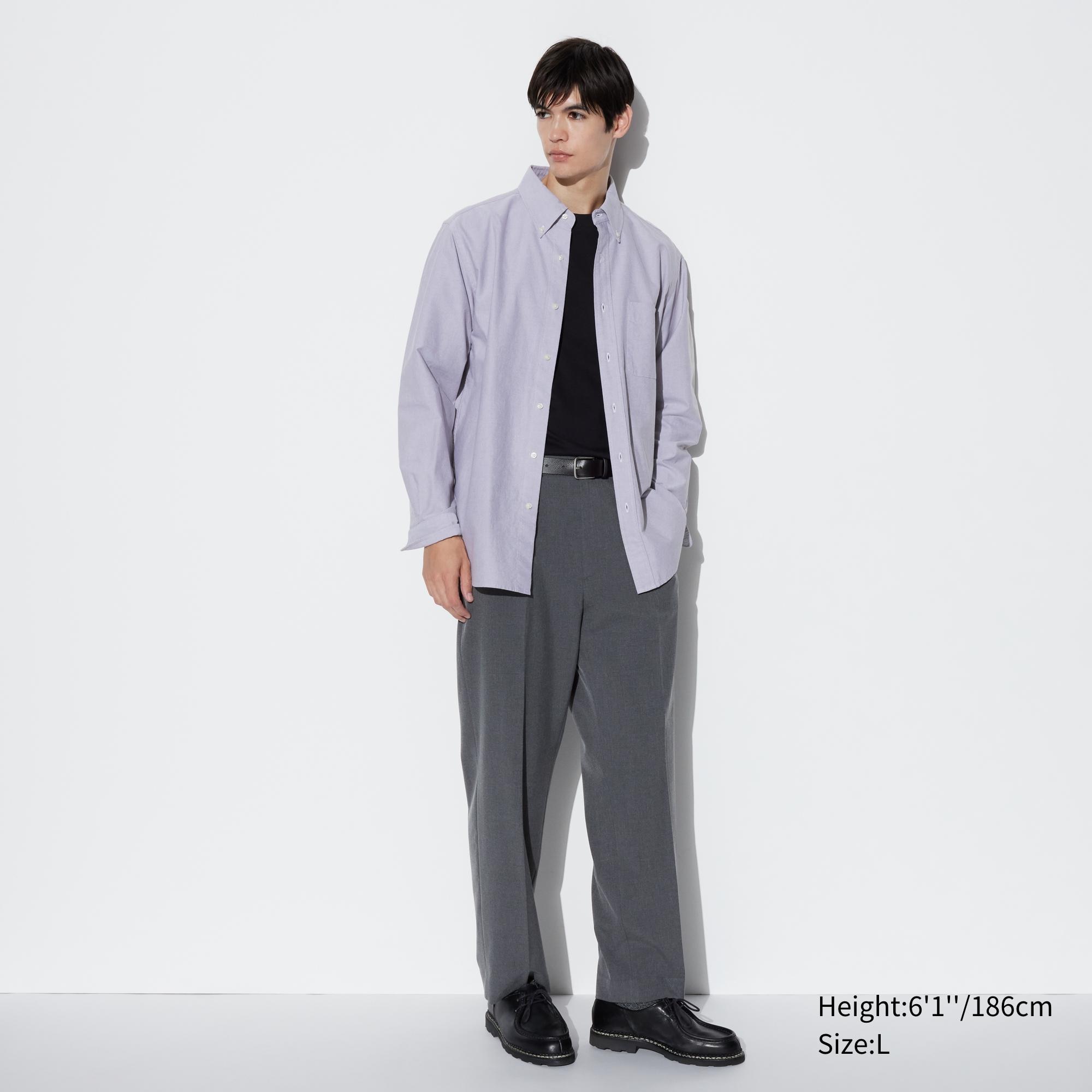 UNIQLO Pleated Wide Leg Trousers Gray | 397-HZUBSQ