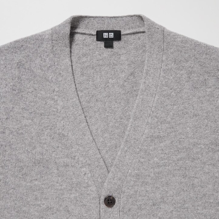 UNIQLO Premium Lambswool V Neck Cardigan Gray | 586-WJYTQD