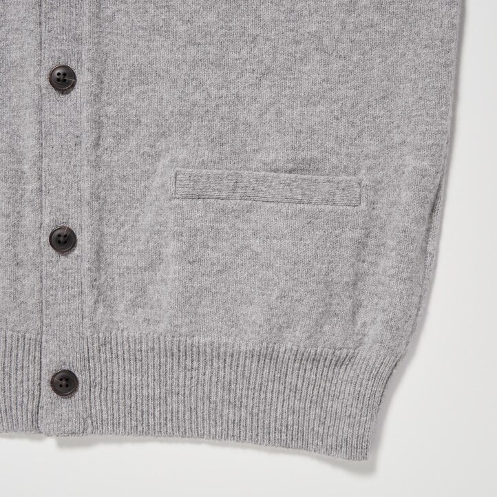 UNIQLO Premium Lambswool V Neck Cardigan Gray | 586-WJYTQD