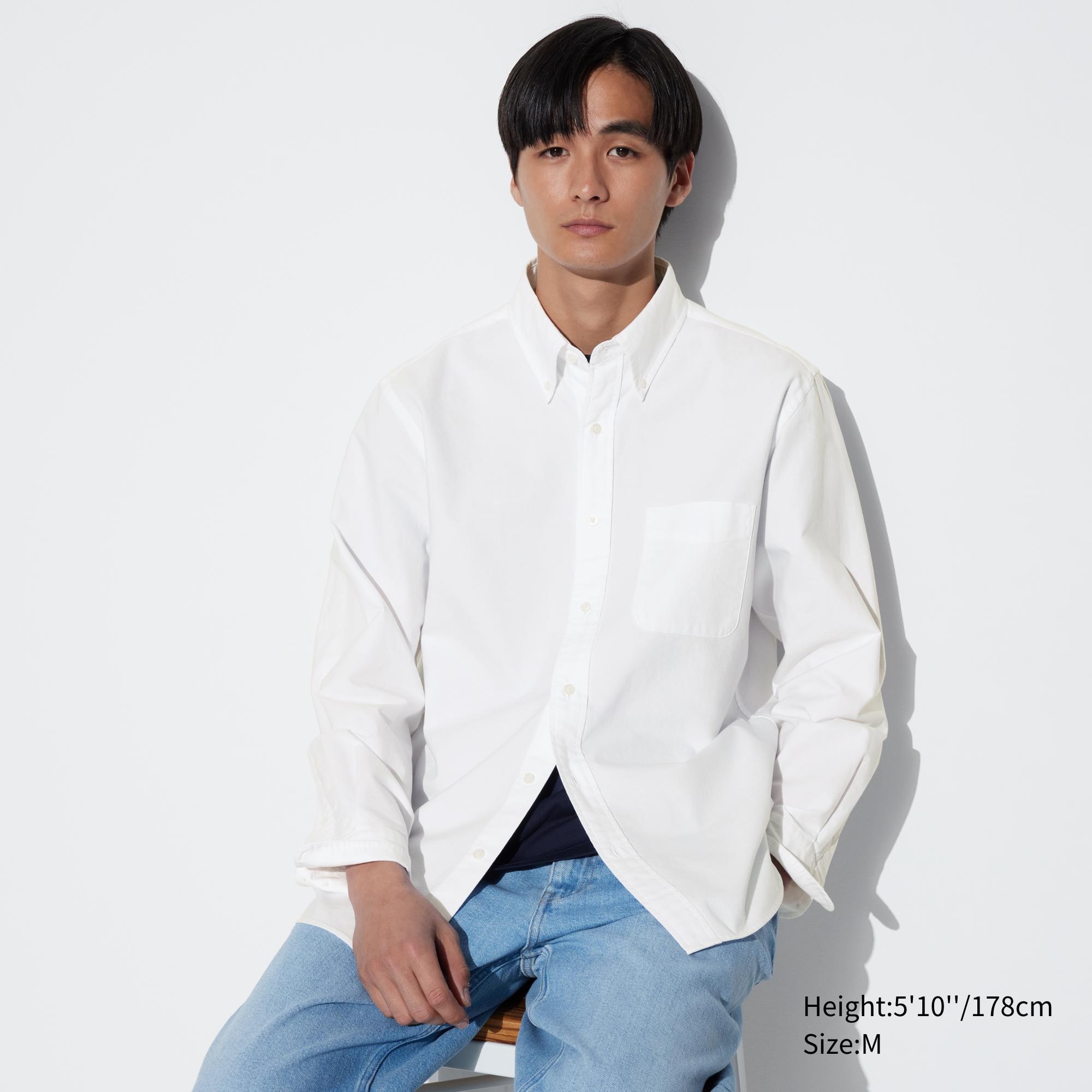 UNIQLO Regular Fit Oxford Shirt Regular Collar Beyaz | 487-DTNRIK