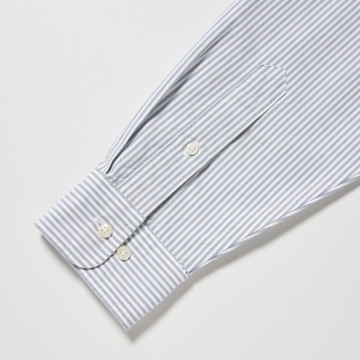 UNIQLO Regular Fit Striped Oxford Shirt Regular Collar Gray | 532-NSALVO