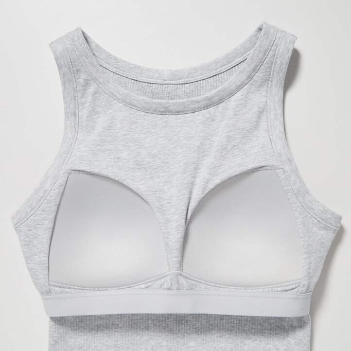 UNIQLO Ribbed Cropped Sleeveless Bra Top Beyaz | 742-QOKPEC