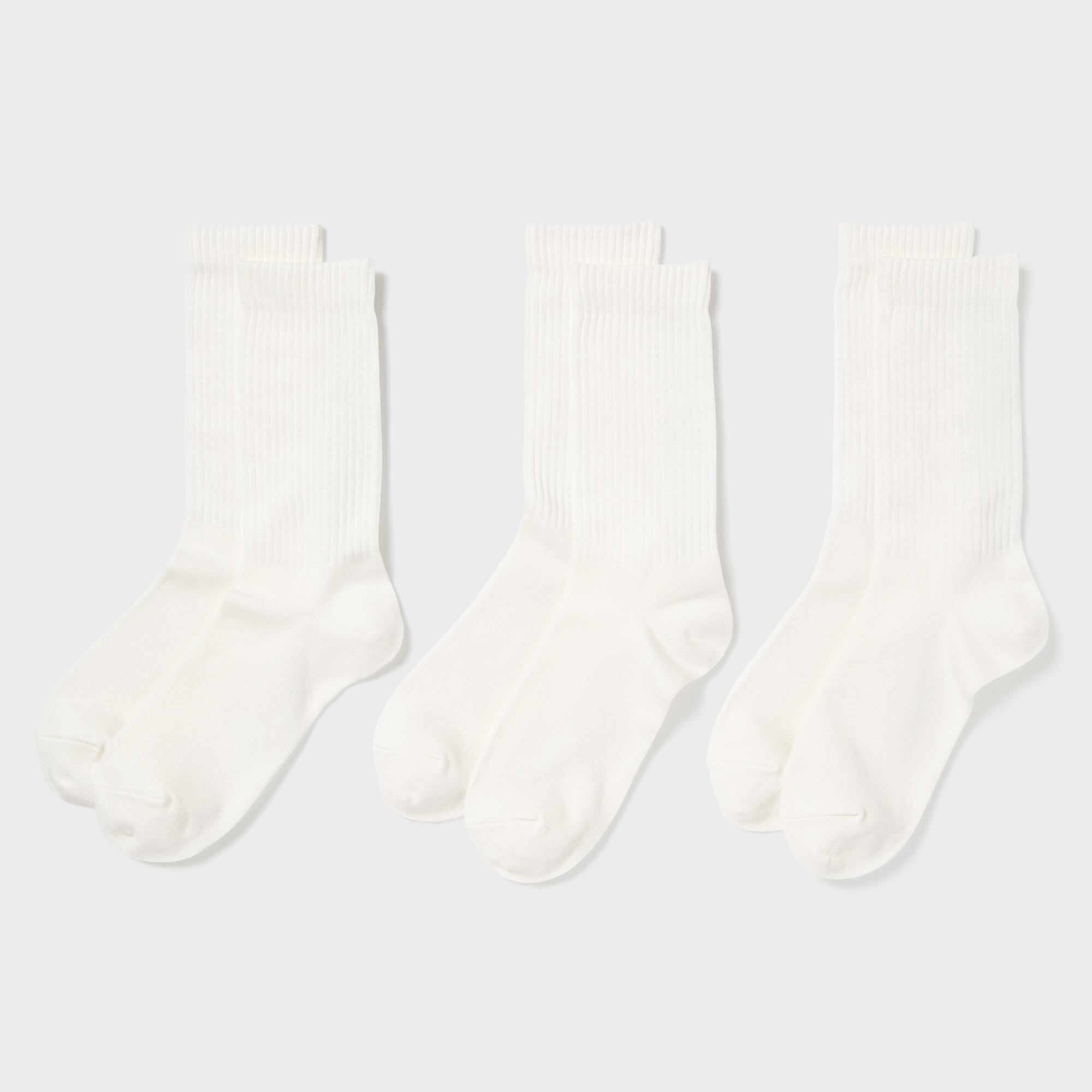 UNIQLO Ribbed Socks Three Pairs Beyaz | 439-GSJLIO