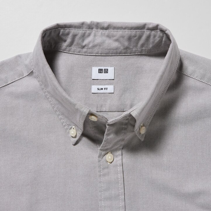 UNIQLO Slim Fit Oxford Shirt Gray | 238-PVAMCW