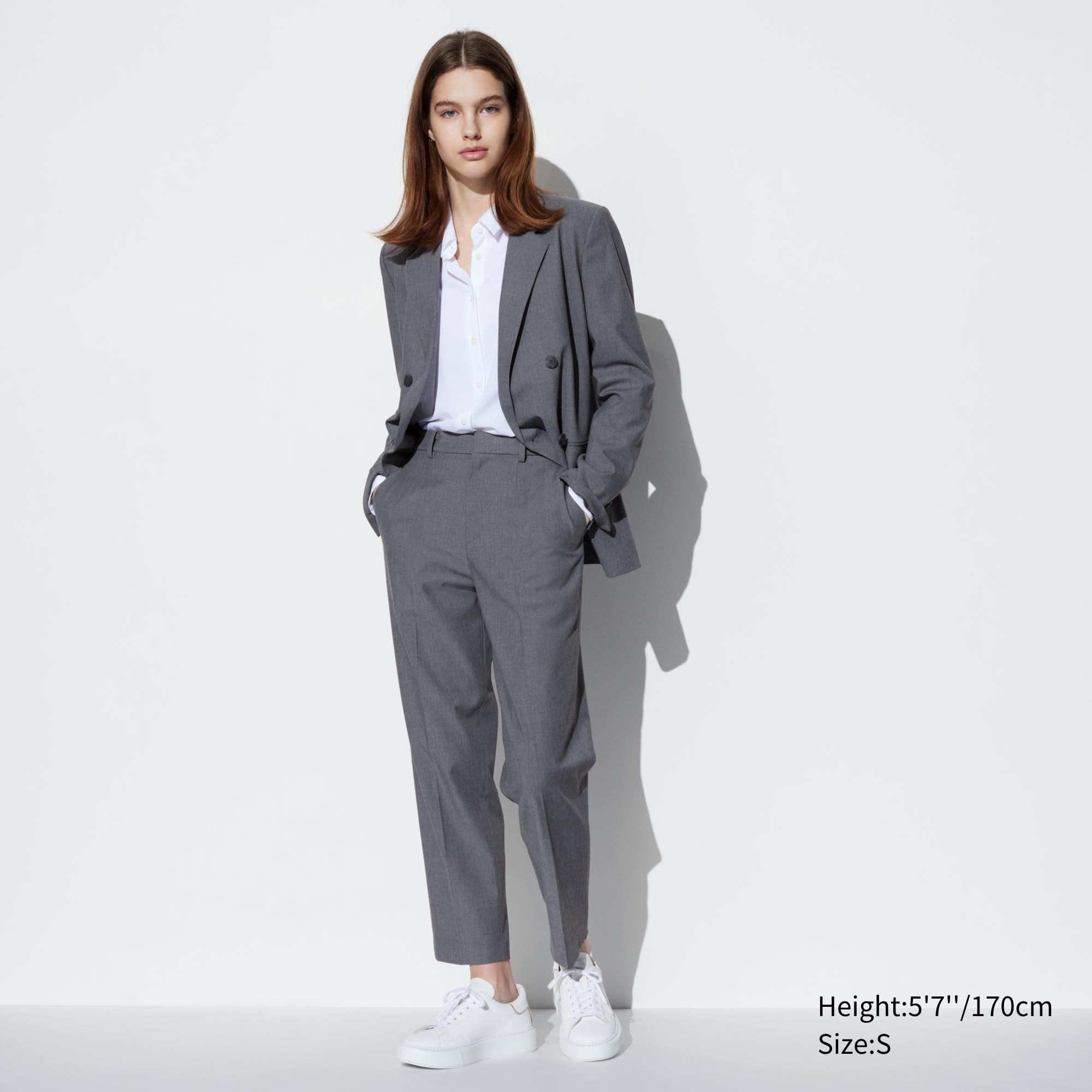 UNIQLO Smart Ankle Length Trousers Gray | 561-GFEIXO