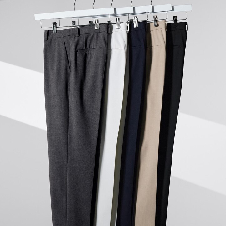 UNIQLO Smart Ankle Length Trousers Long Gray | 598-BDZPVY