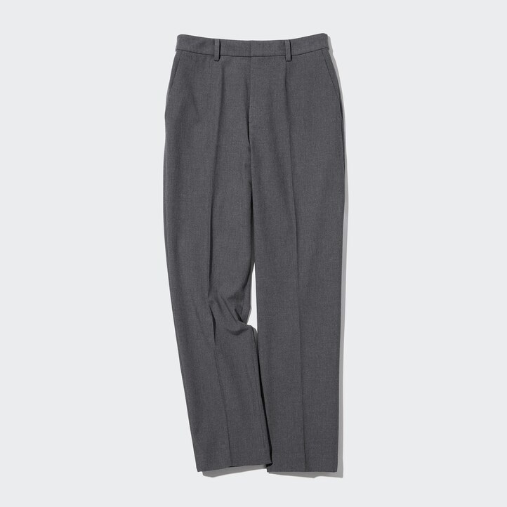 UNIQLO Smart Ankle Length Trousers Long Gray | 598-BDZPVY