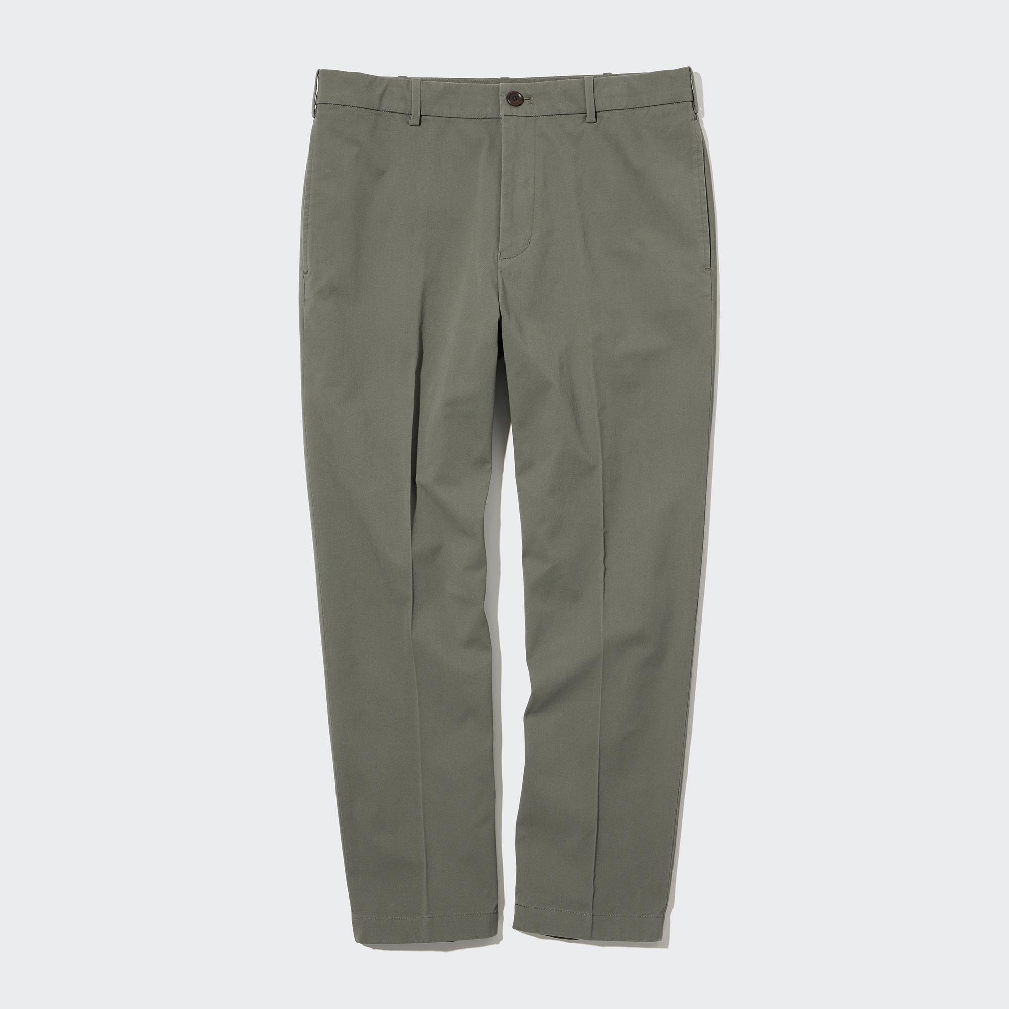 UNIQLO Smart Cotton Ankle Length Trousers Zeytin Yeşili | 490-WUDVGQ