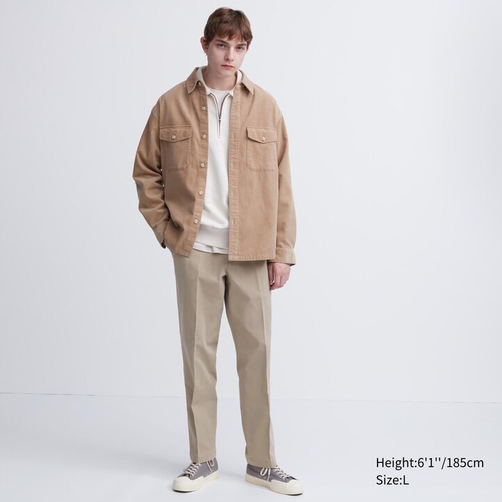 UNIQLO Smart Cotton Ankle Length Trousers Long Lacivert | 809-HZFPSY