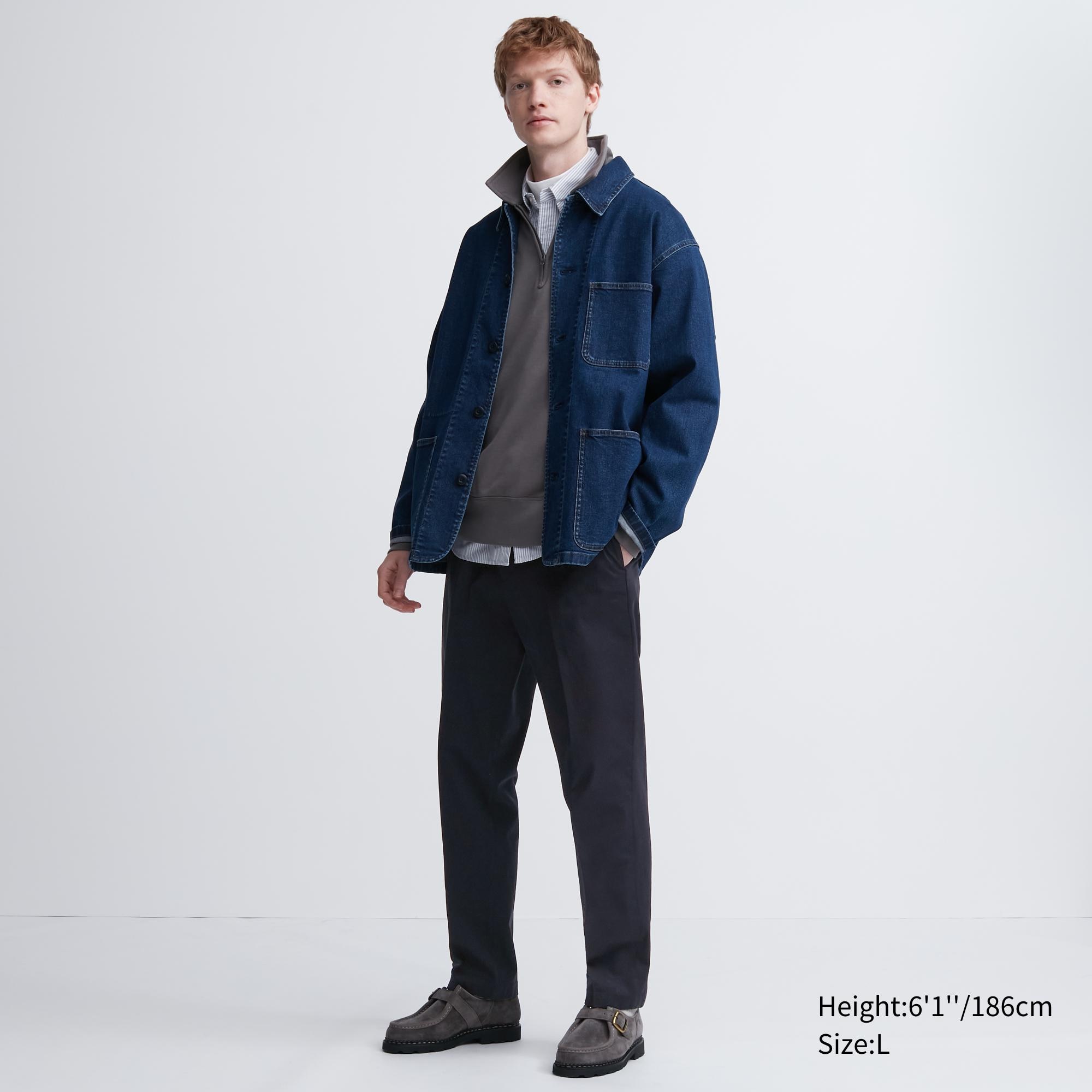 UNIQLO Smart Cotton Ankle Length Trousers Long Lacivert | 809-HZFPSY