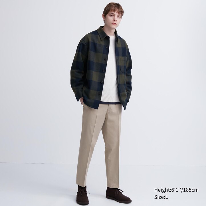 UNIQLO Smart Cotton Like Ankle Length Trousers Bej Rengi | 831-MRTPCH